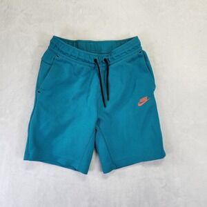 Nike Tech Fleece Shorts Mens XS Teal Blue Orange Futura Logo Zipper Pocket